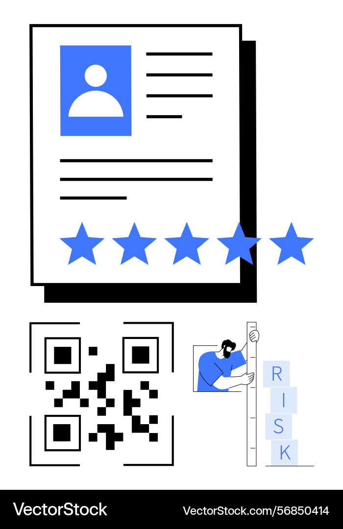 User profile rating with qr code and risk User profile rating with qr code and risk vector image