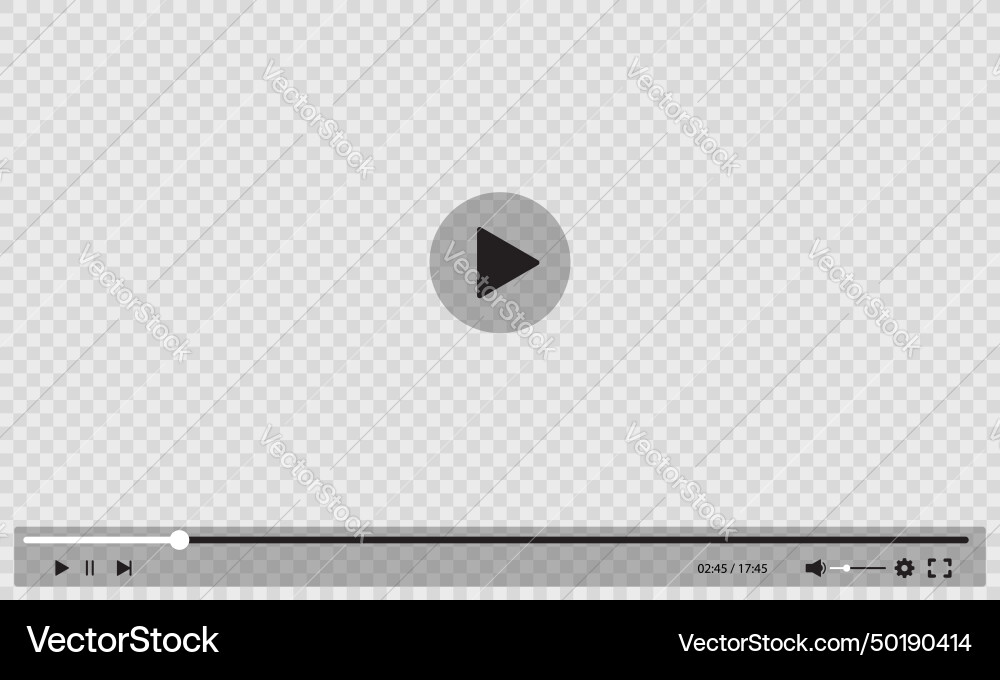 Video player transparent interface menu buttons Video player transparent interface menu buttons vector image