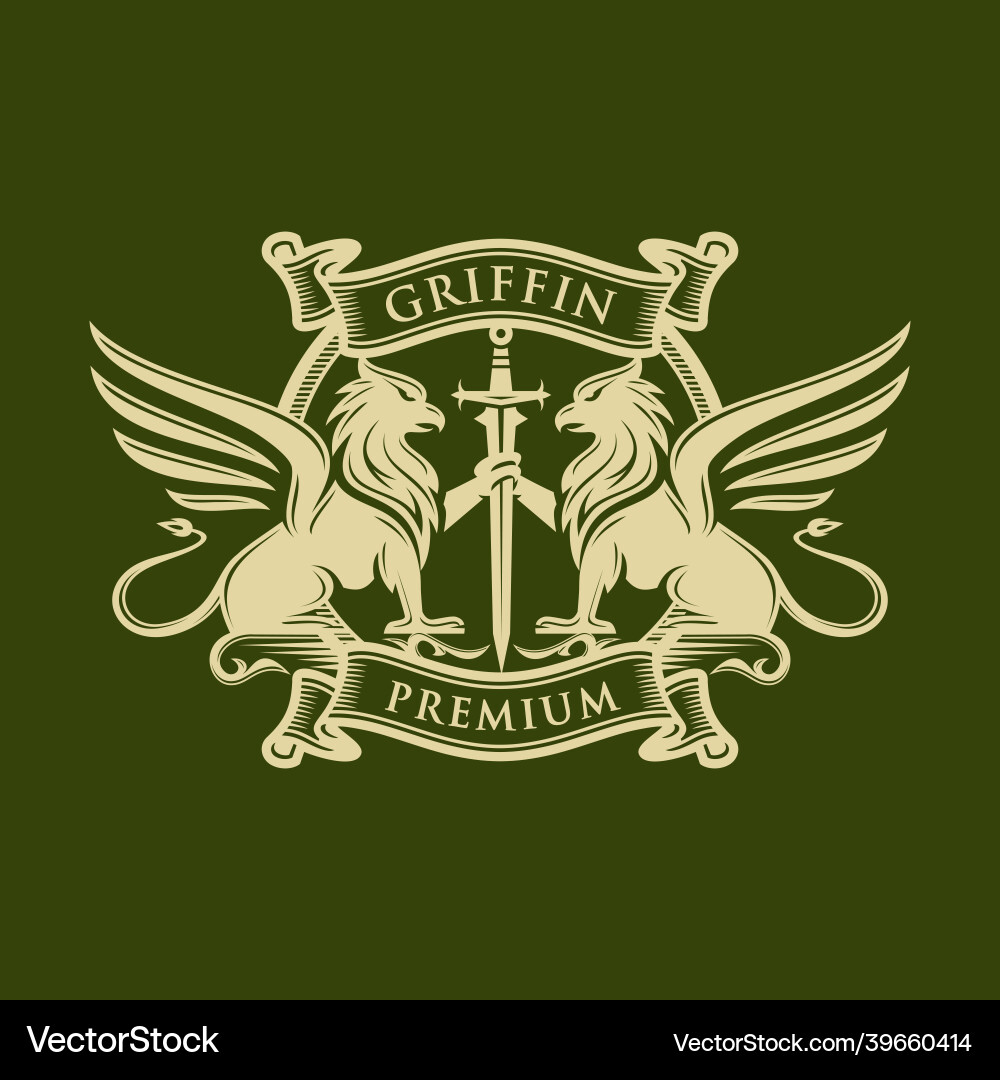Vintage griffin griffon logo design Vintage griffin griffon logo design vektorbild