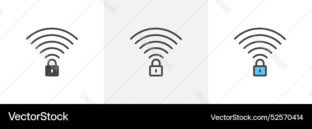 Wifi security icon set on white background vector image