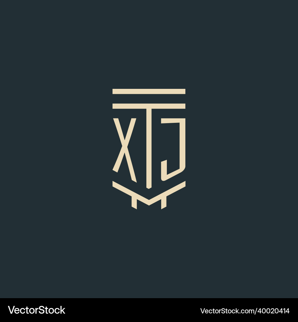 Xj initial monogram with simple line art pillar Vector Image