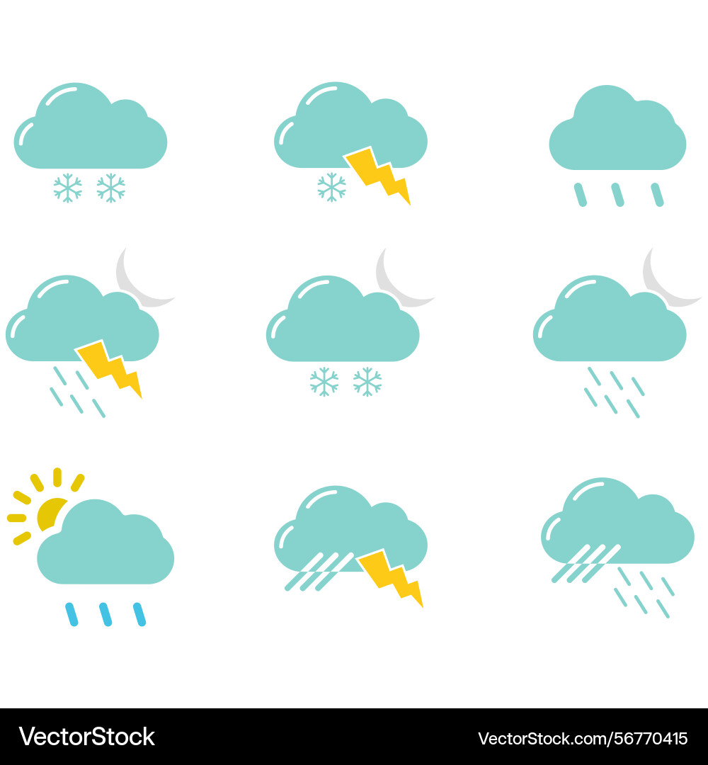 Clouds icons set of in different form Clouds icons set of in different form Vector Image