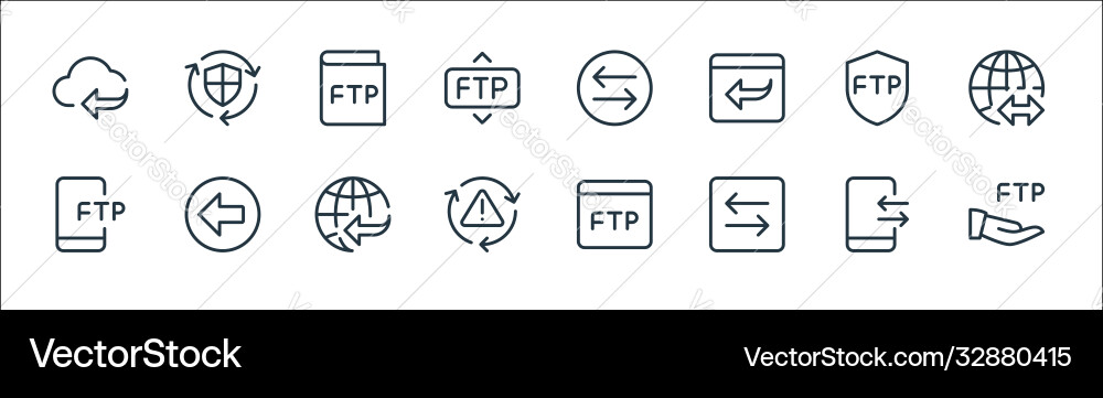 Data transfer line icons linear set quality Data transfer line icons linear set quality vector image