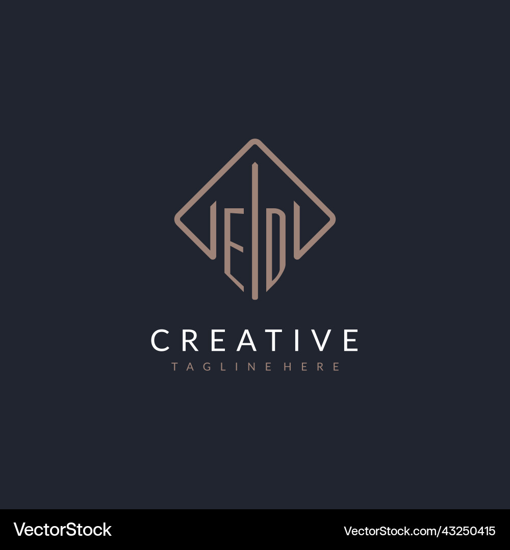 Ed initial logo with curved rectangle style design Vector Image