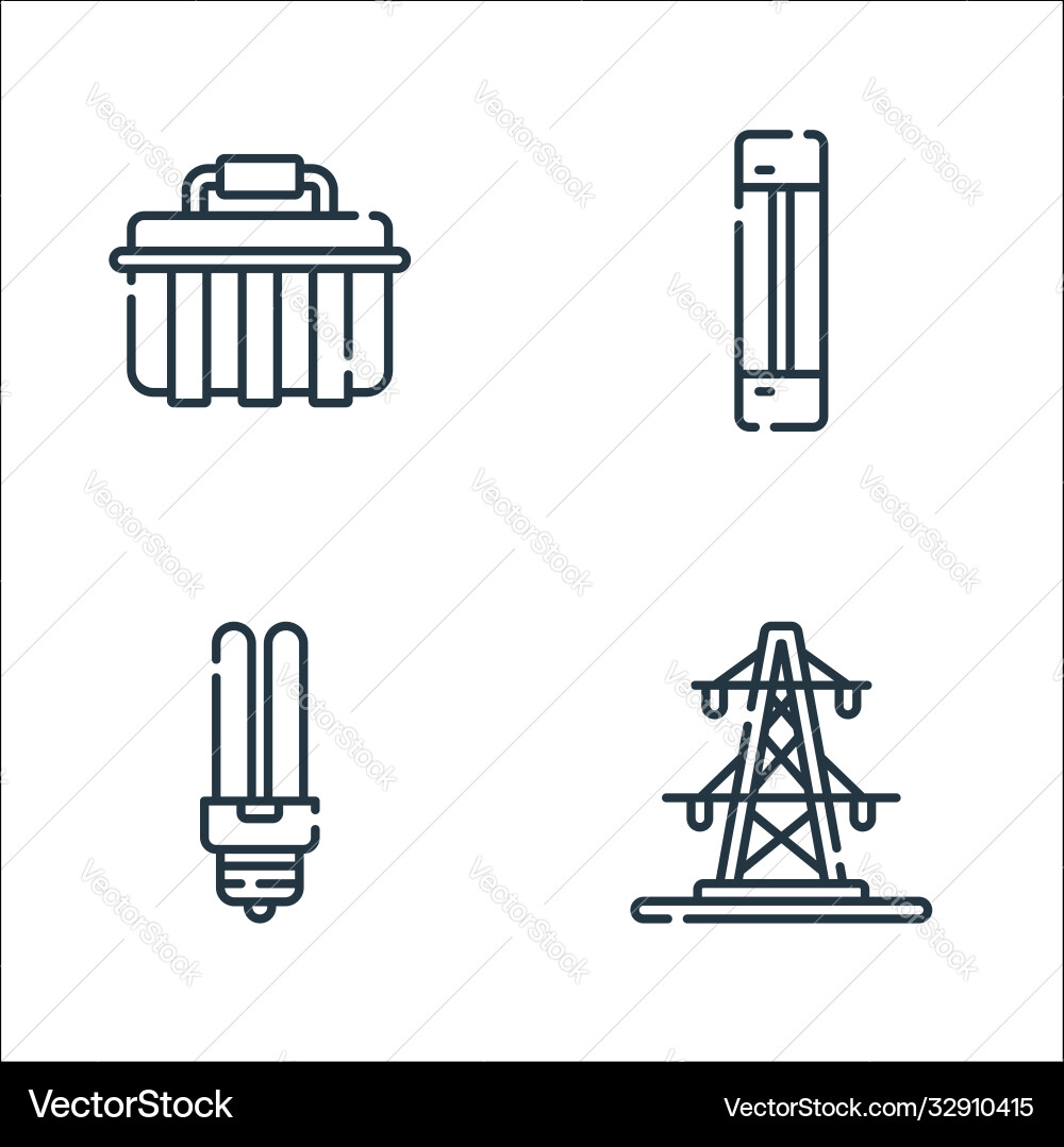 Electrician tools and line icons linear set Electrician tools and line icons linear set vector image