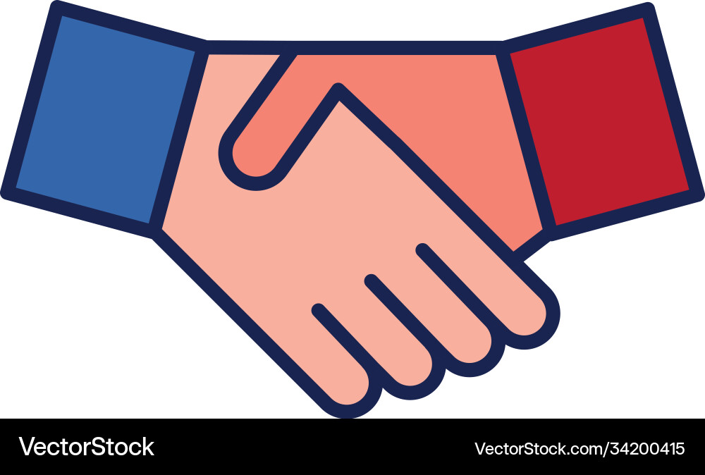 Hands shake line and fill style icon design Vector Image