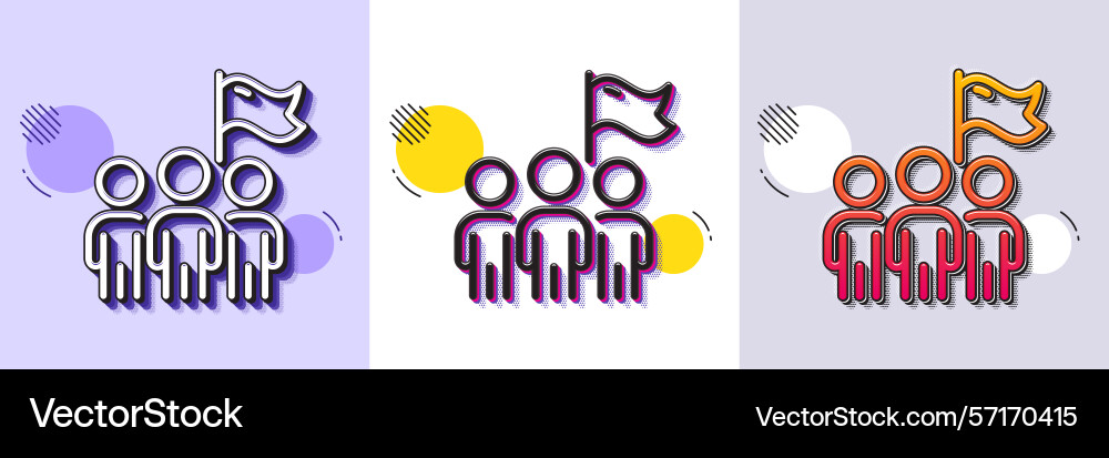 Leadership line icon success flag sign halftone Vector Image