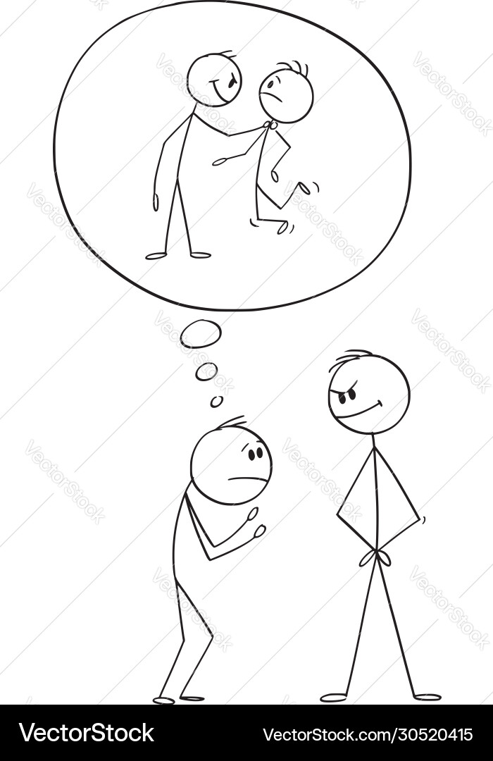 Man Cowering in Fear - Self Confidence vector image