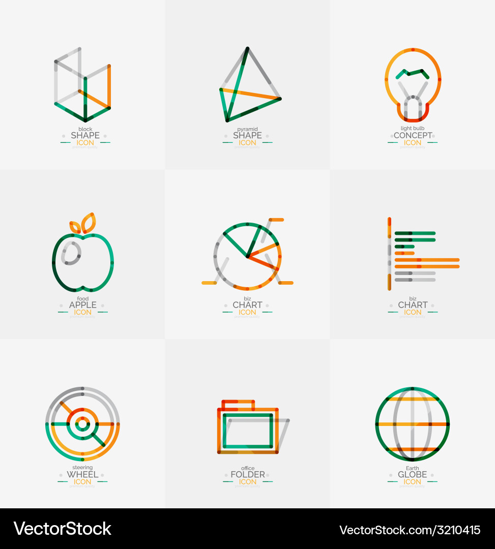 Minimal thin line design web icon set vector image