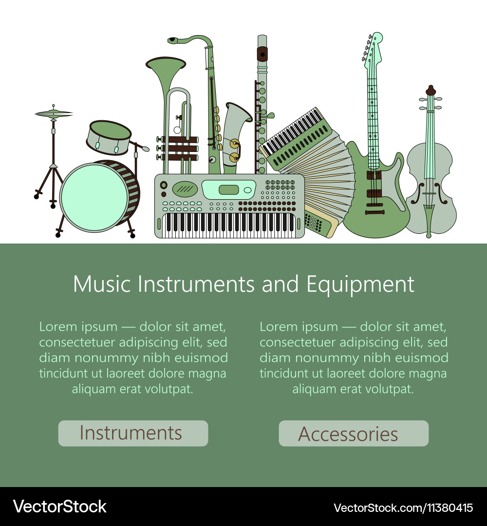 Music instruments thin line icon set for web Vector Image