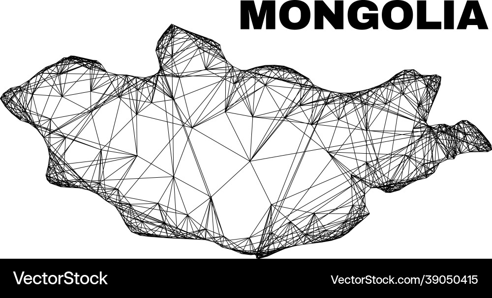 Net irregular mesh mongolia map Net irregular mesh mongolia map Vector Image