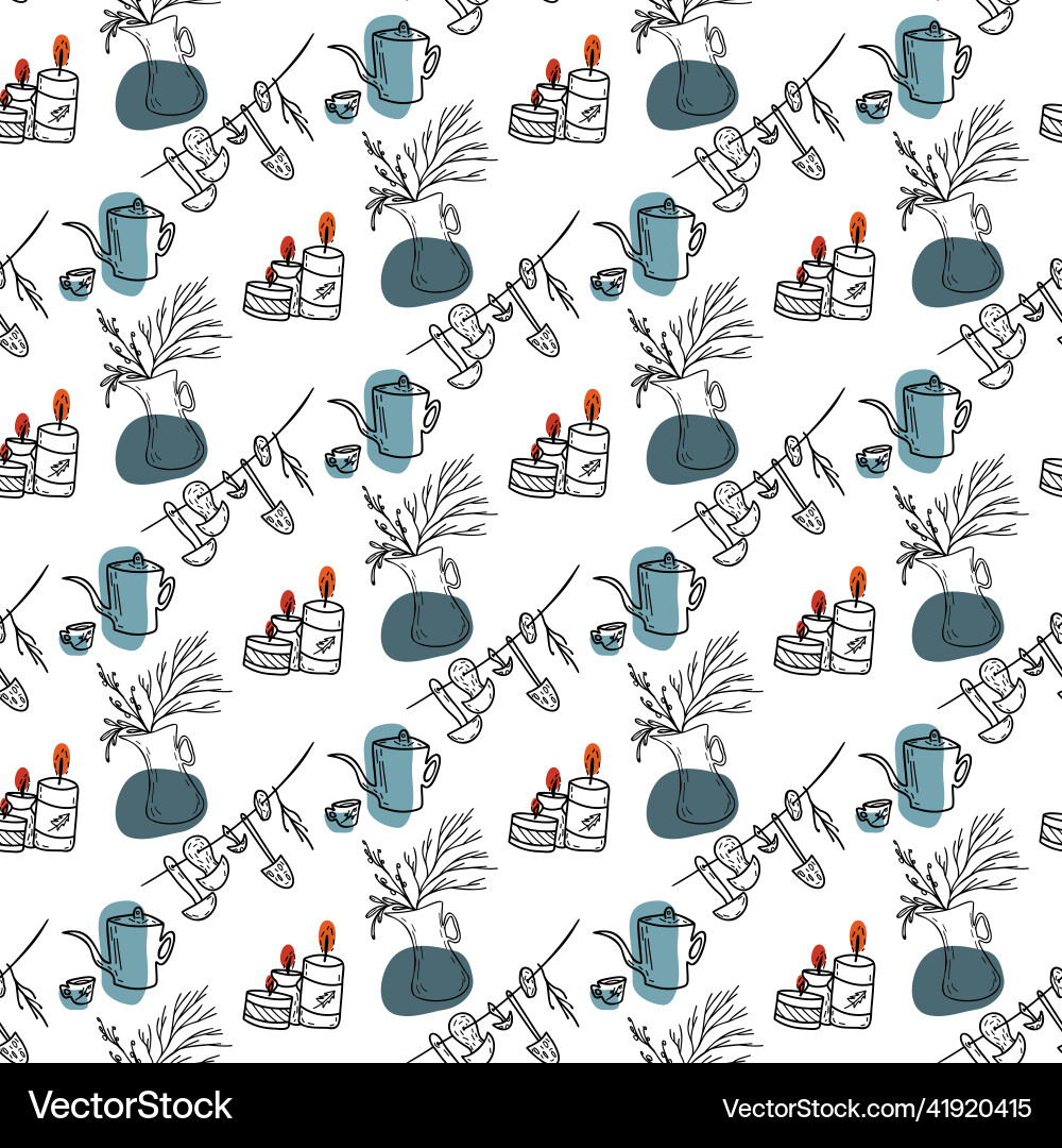 Pattern with sketch object vector image