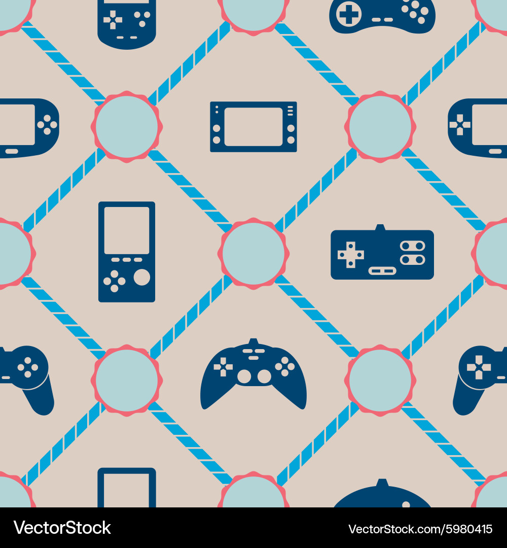 Seamless background with game consoles Vector Image