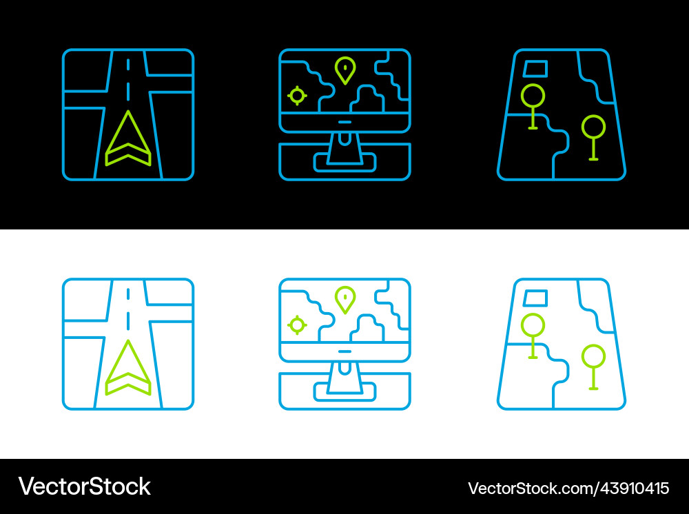Set line city map navigation gps device Set line city map navigation gps device vector image