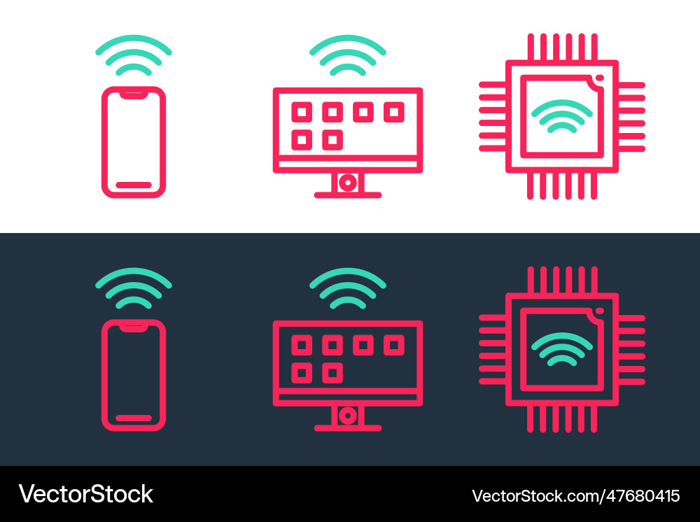 Set line processor with microcircuits cpu Set line processor with microcircuits cpu Vector Image