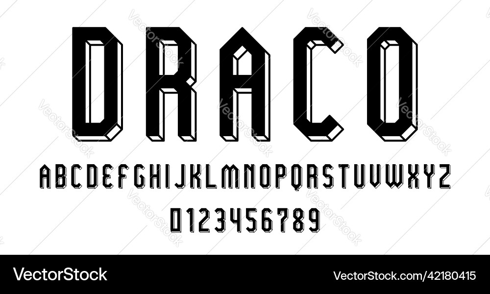 Set of alphabets font letters and numbers Vector Image