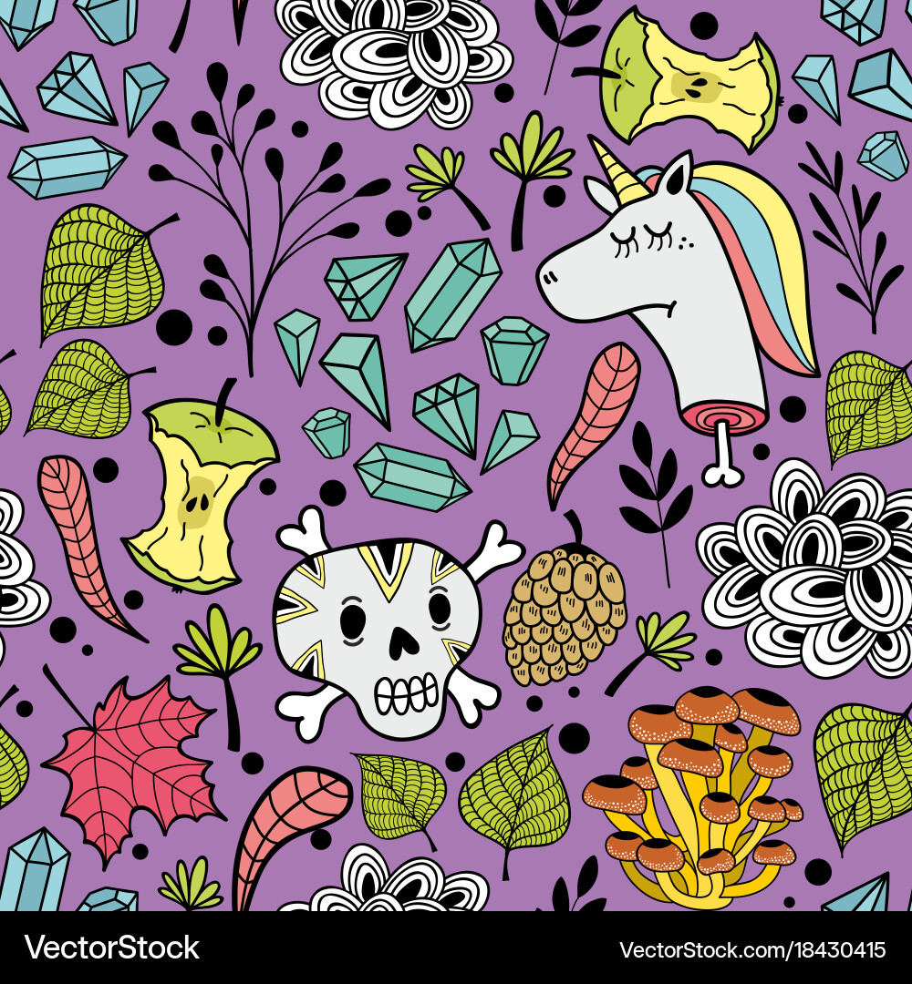 Skull and Unicorn Pattern Vector Image