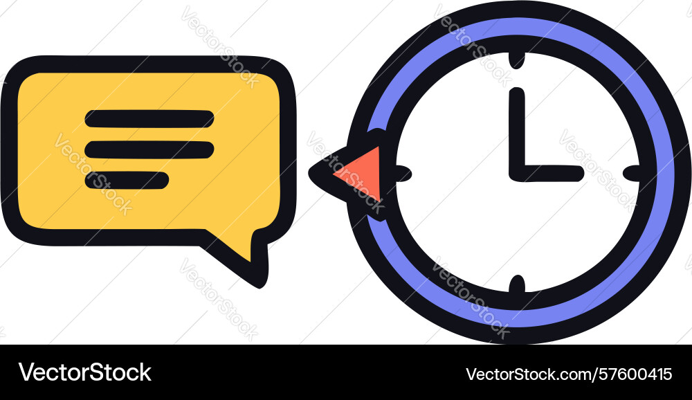 Time-based communication speech bubble and clock vector image