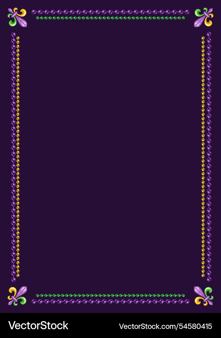 Vertical frame with bead strings fleur de lis Vertical frame with bead strings fleur de lis vector image