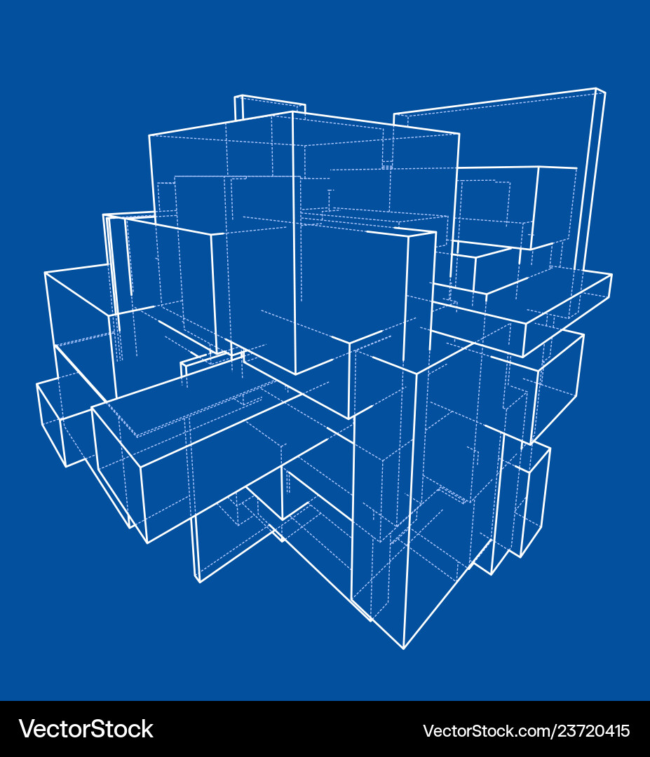 Wireframe boxes sketch style vector image