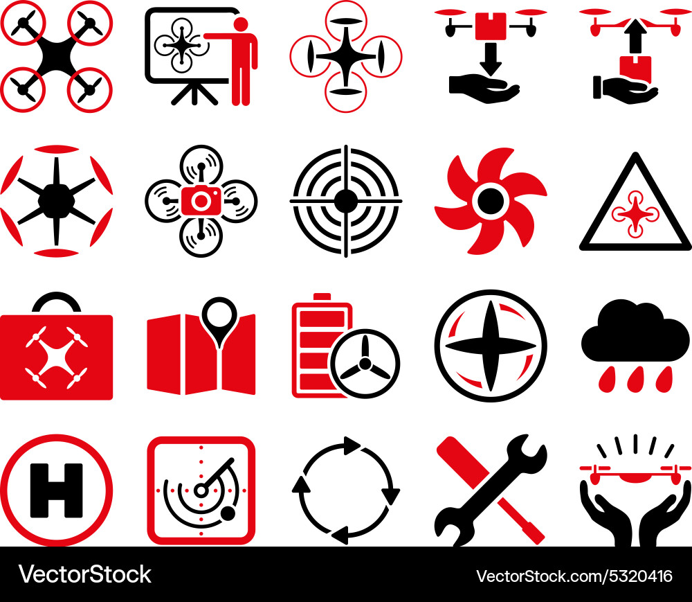 Air drone and quadcopter tool icons vector image