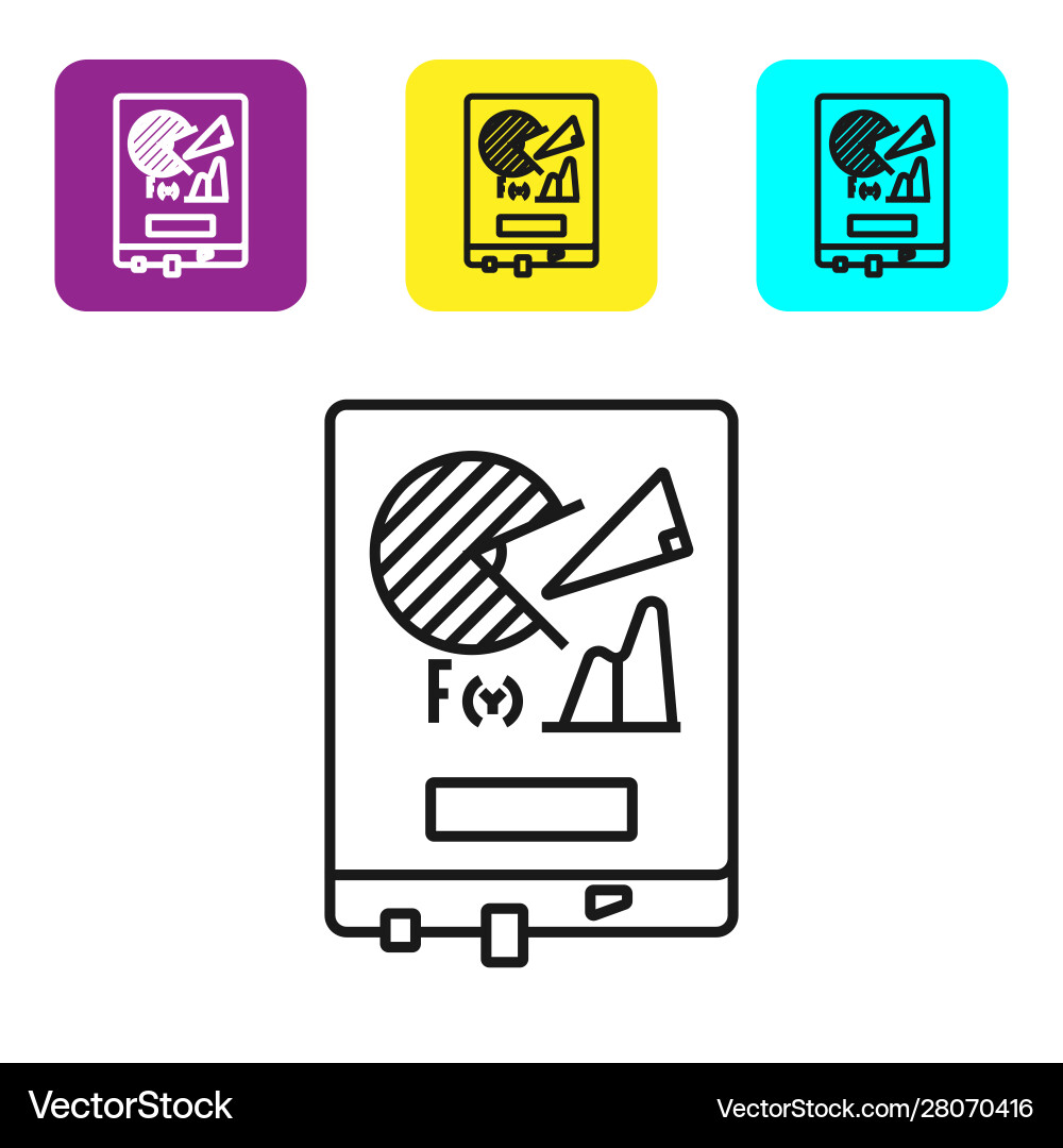 Black line board with graph chart icon isolated Vector Image