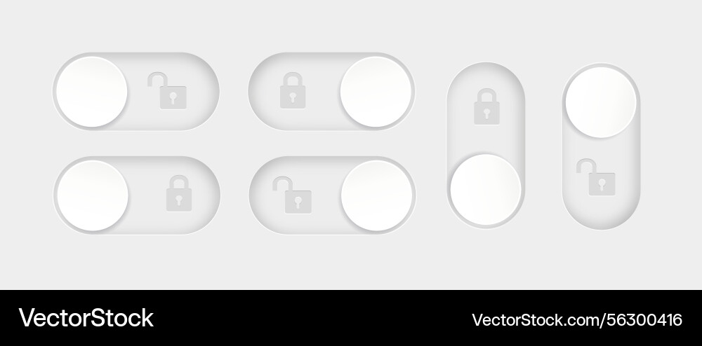 Blocked and unlocked toggle switch buttons vector image