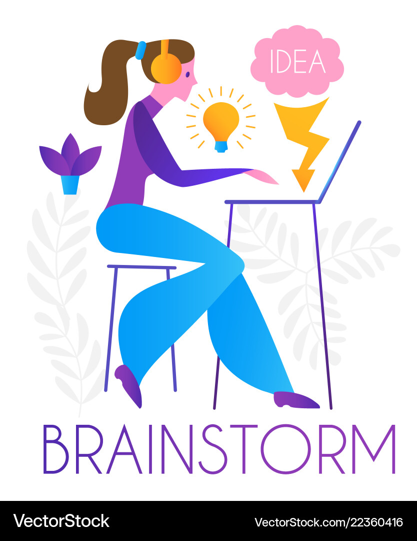 Brainstorm team working creating idea online Brainstorm team working creating idea online vector image