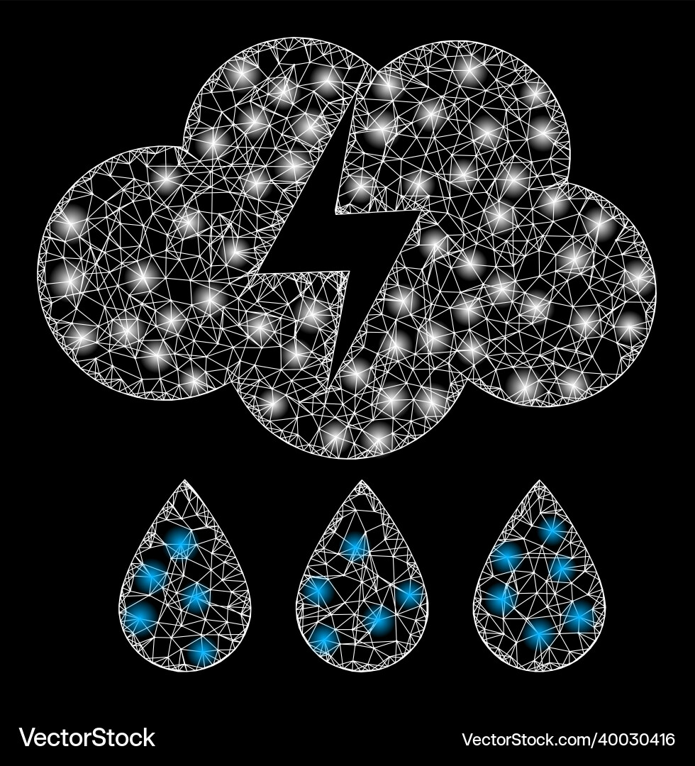 Bright net mesh thunderstorm with lightspots Vector Image