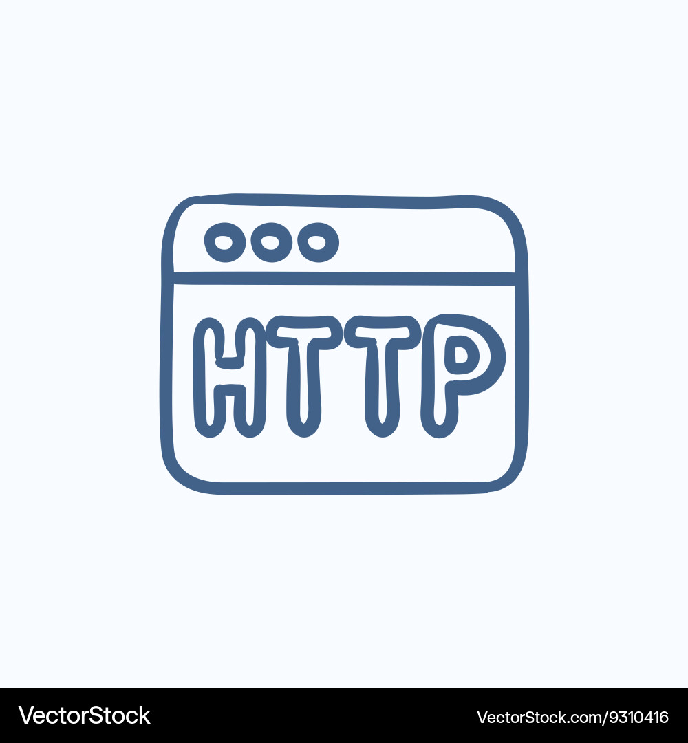 Browserfenster mit http-Textskizzensymbol vektorbild