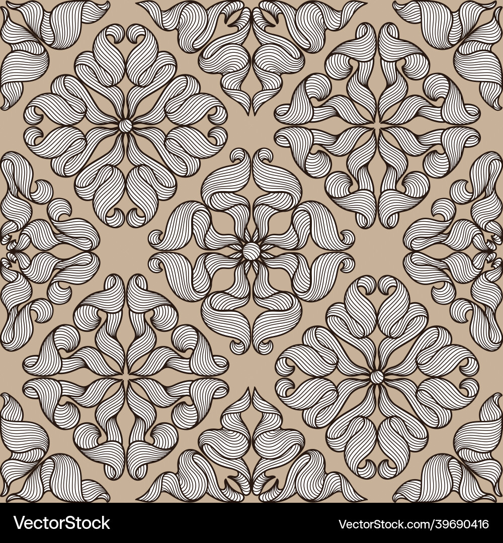 Ceramic tile seamless pattern with wave line curls vector image