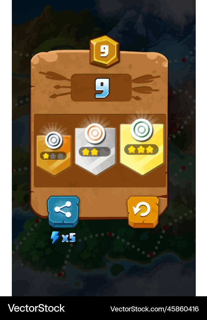 Complete set of level button game ui pop-up icon Vector Image
