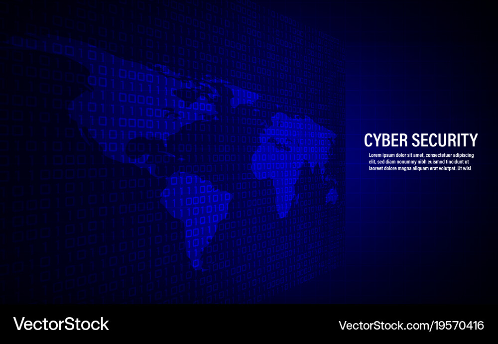 Cyber security concept on binary code background Vector Image