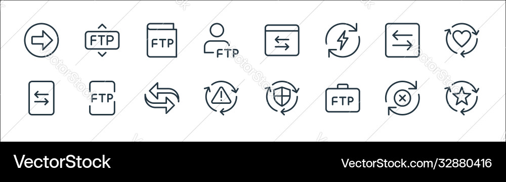 Data transfer line icons linear set quality Data transfer line icons linear set quality vector image