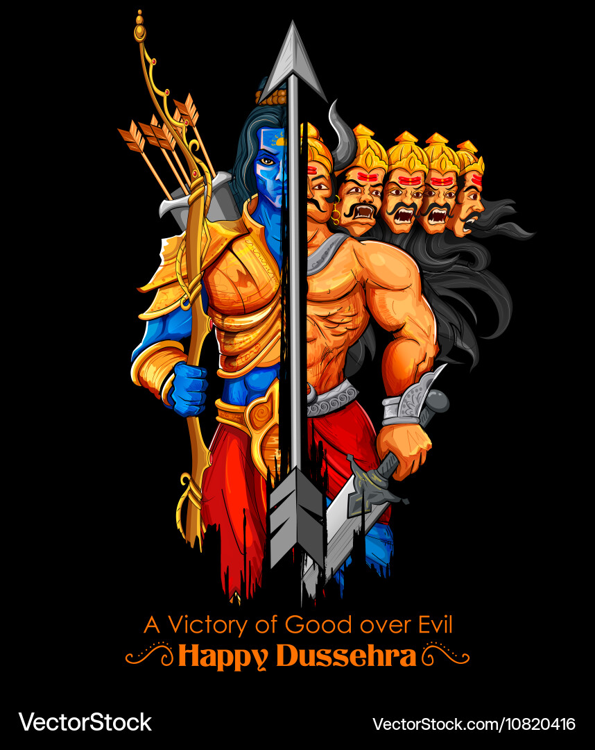 Dussehra Rama Ravana Victory Vector Image