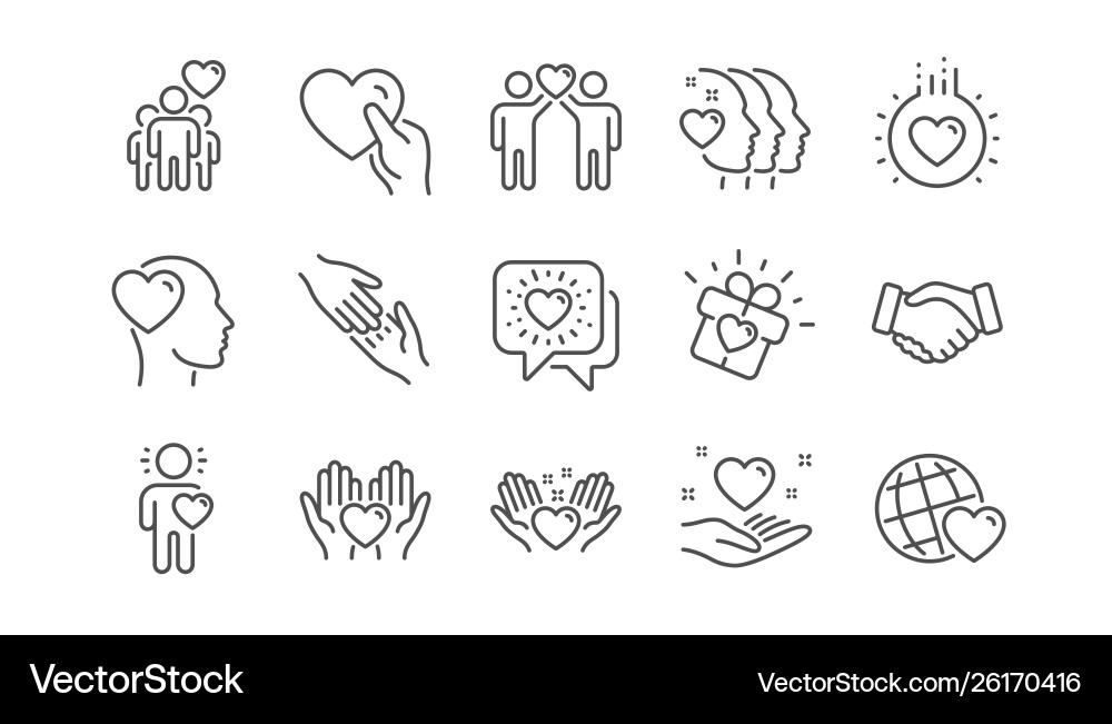 Friendship and love line icons interaction Friendship and love line icons interaction vector image
