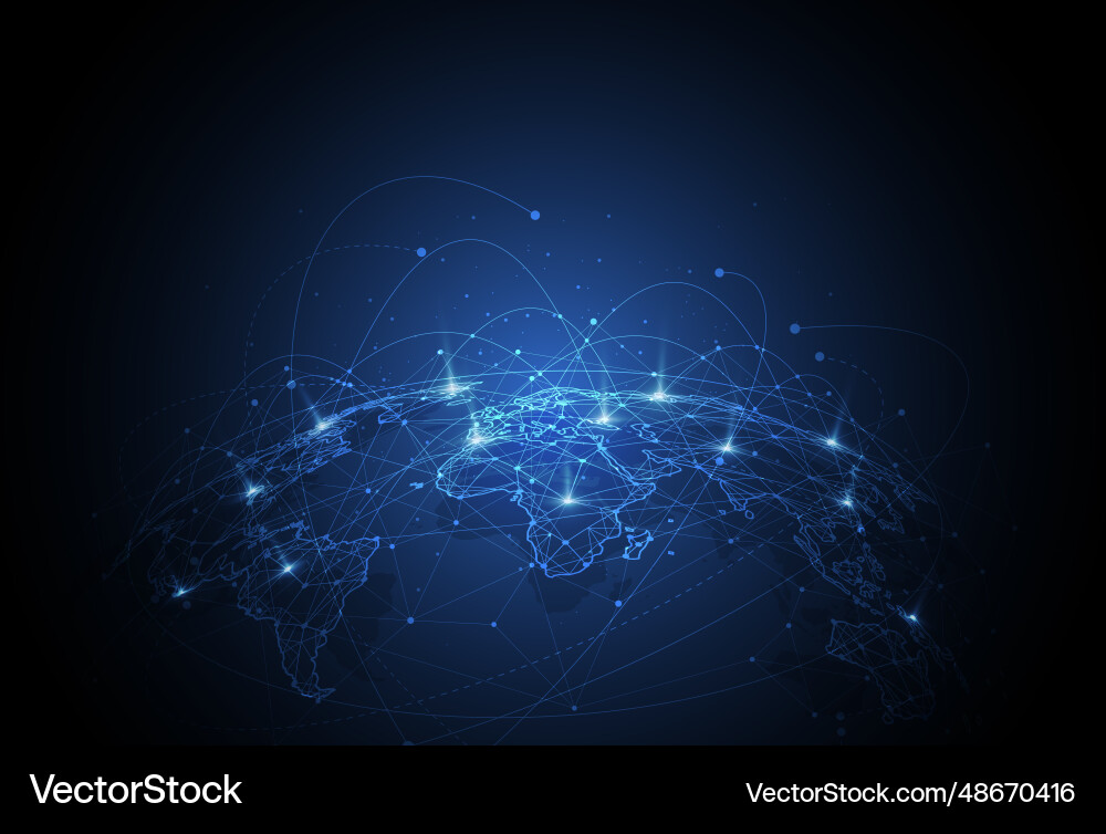Global network connection world map point Vector Image