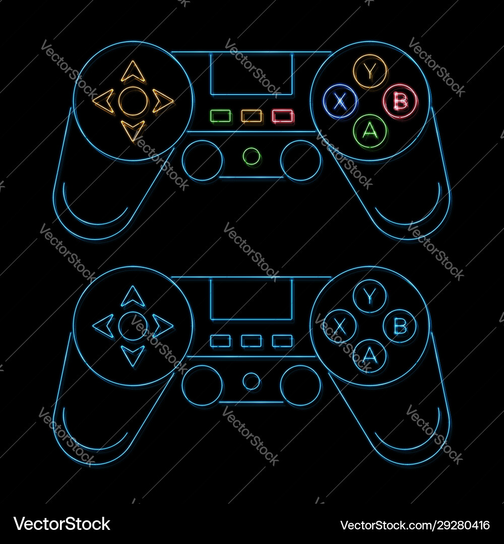 Glowing joystick line icon color set Glowing joystick line icon color set vector image