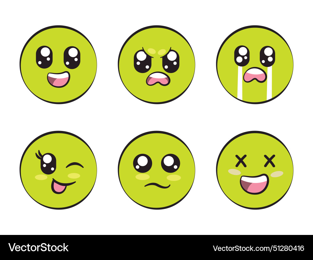 Green color circle shape with expression smile Vector Image