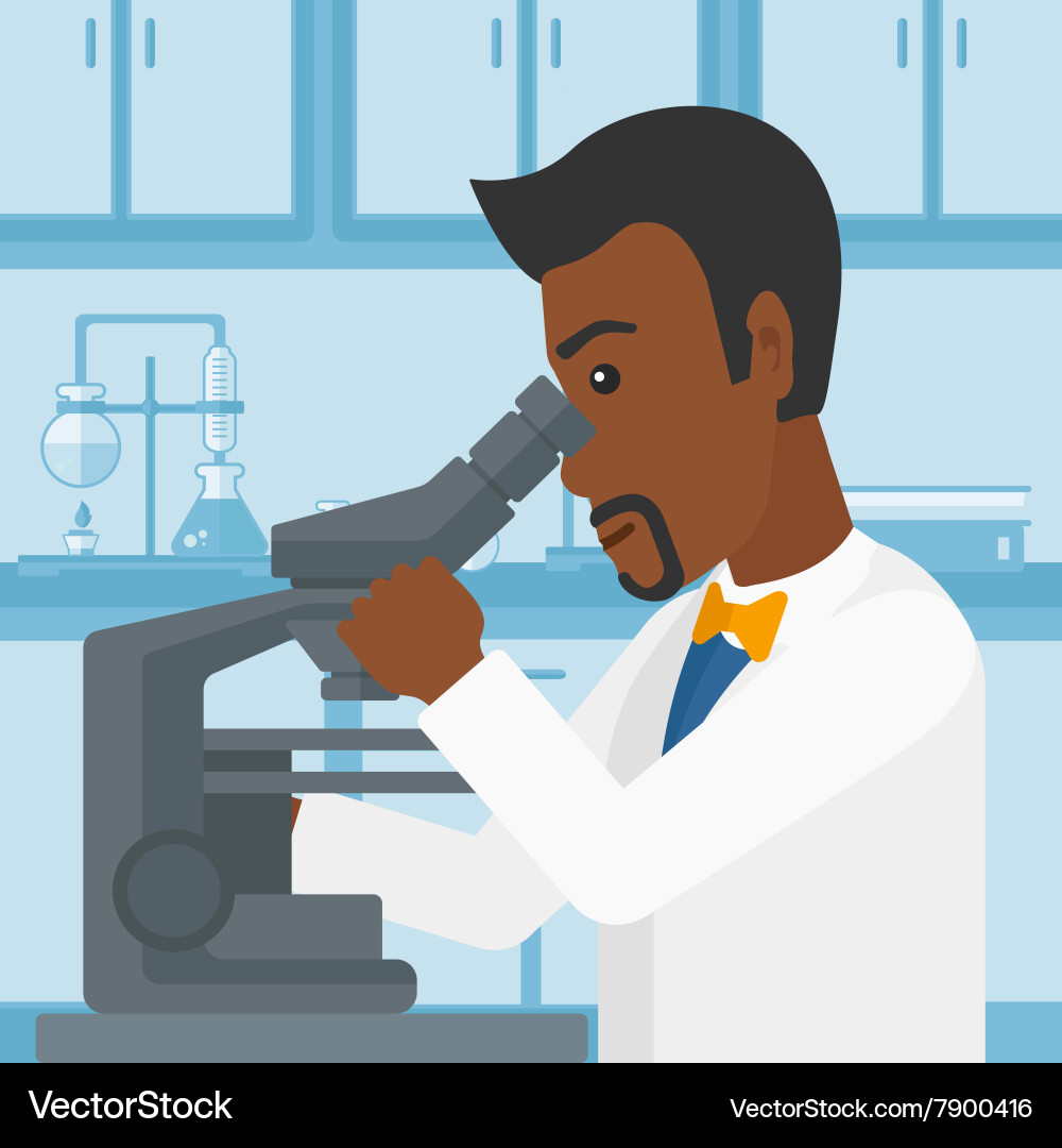 Laboratory assistant with microscope vector image