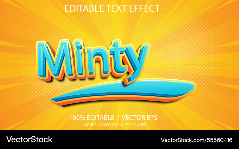 Minty text effect with modern style design Minty text effect with modern style design vector image