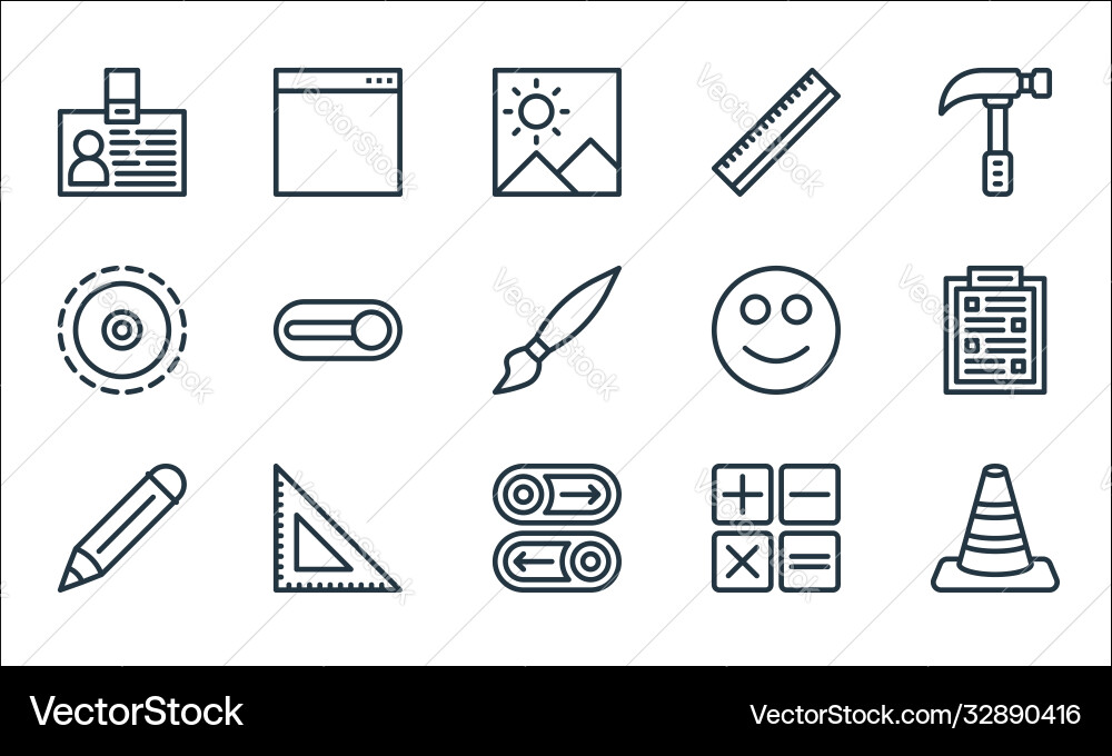 Miscellaneous line icons linear set quality Miscellaneous line icons linear set quality vector image