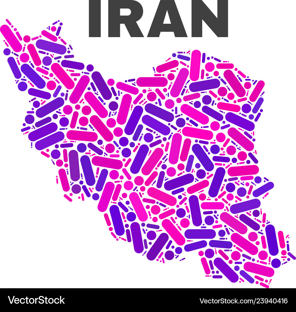 Mosaic iran map of dots and lines Vector Image