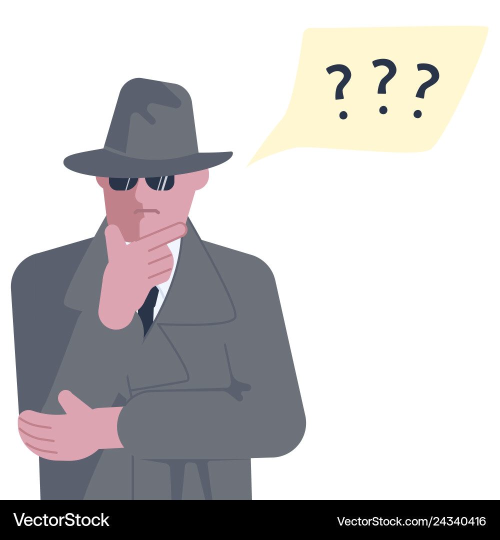 Mysterious man solves the riddle or problem Mysterious man solves the riddle or problem vector image