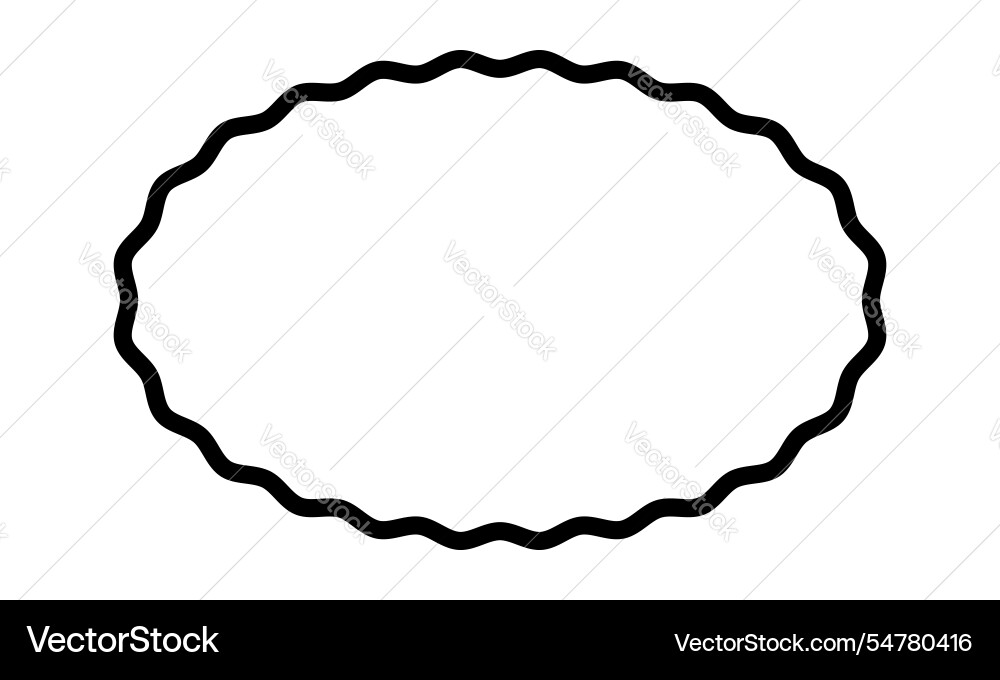 Oval frame with wavy borders elliptic shape Oval frame with wavy borders elliptic shape vector image
