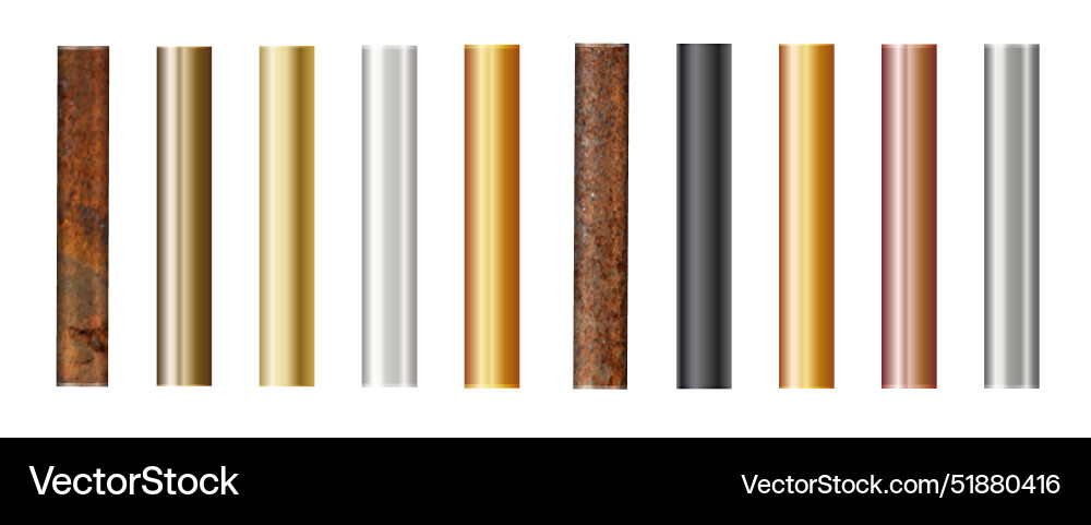 Pipe set isolated on background chrome rusty vector image