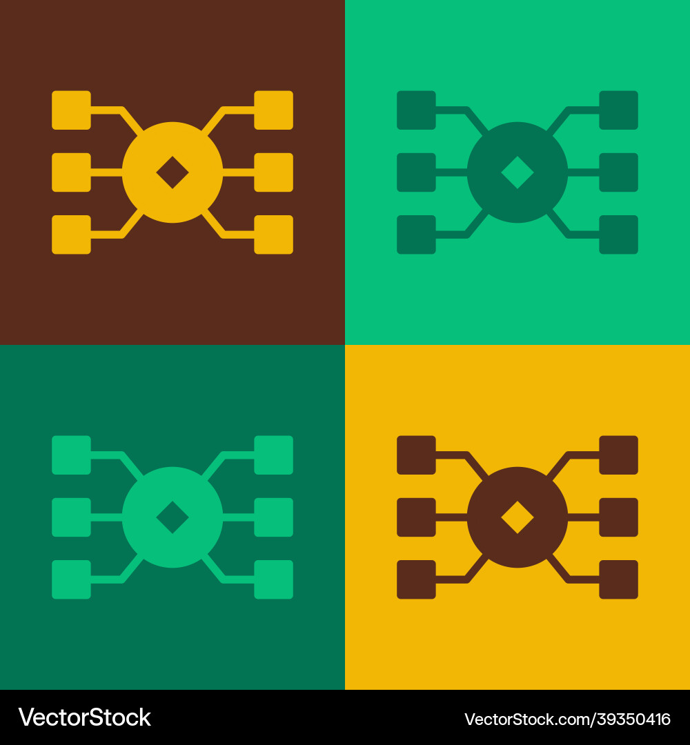 Pop art neural network icon isolated on color Pop art neural network icon isolated on color vector image