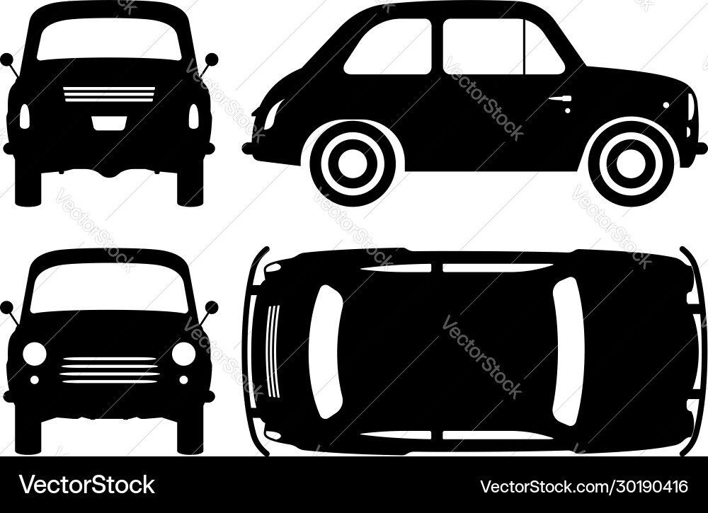 Retro Car Icon Set - Multiple Views Vector Image