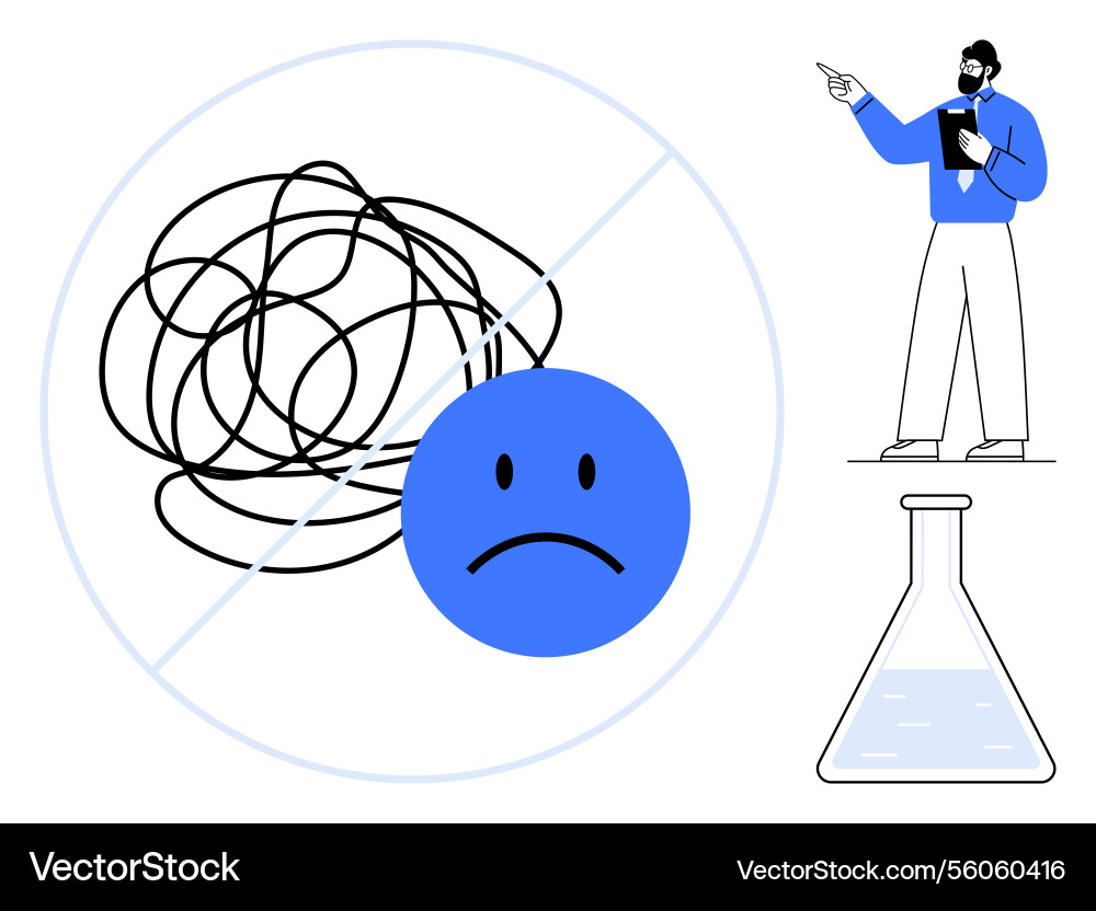 Scientist offering solution to tangled problem vector image