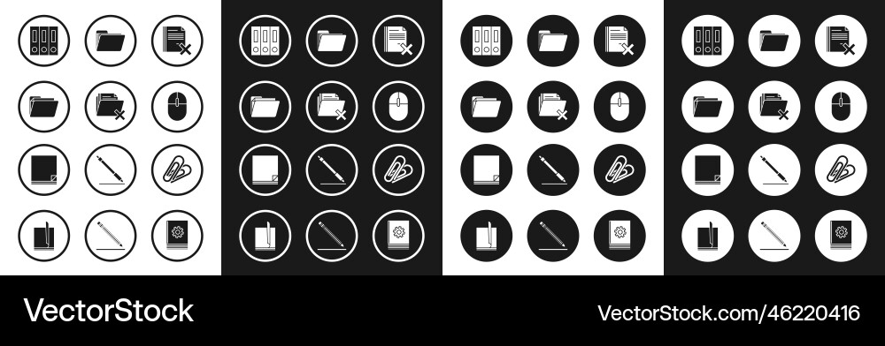 Set delete file document folder office Set delete file document folder office vector image